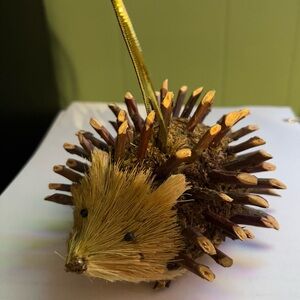 FOLKART  WOODLAND PORCUPINE CHRISTMAS ORNAMENT
